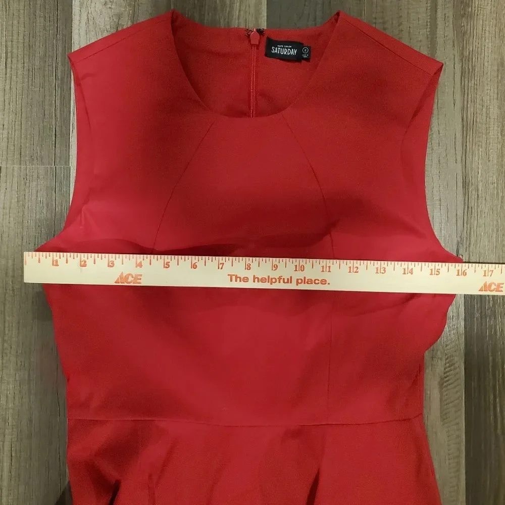 Kate Spade Saturday Red Sleeveless Pleated Fit & Flare Dress 2